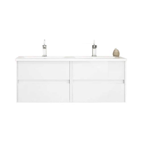 Meuble de salle de bain suspendu LERMA 120 cm Blanc Brillant
