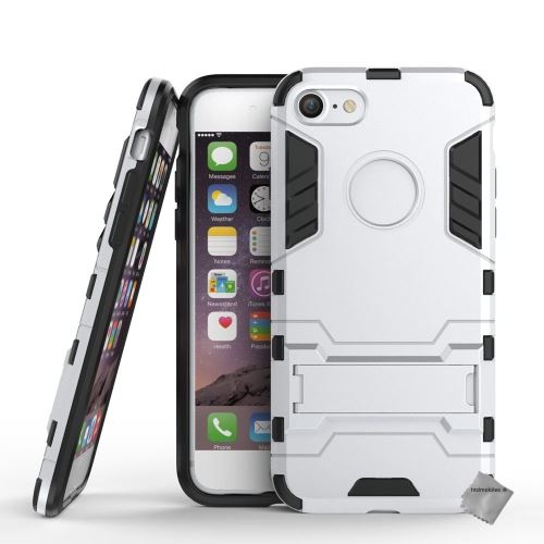 Coque rigide anti choc pour Apple iPhone SE (2020) avec verre trempe - ARGENT