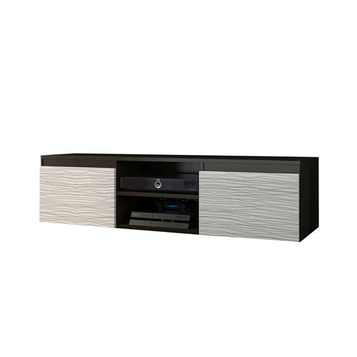 GOREME 1W | Meuble bas TV contemporain salon/séjour 120x40x36 | 2 niches 2 portes | Rangement moderne matériel audio/video/gaming | Wenge/Blanc
