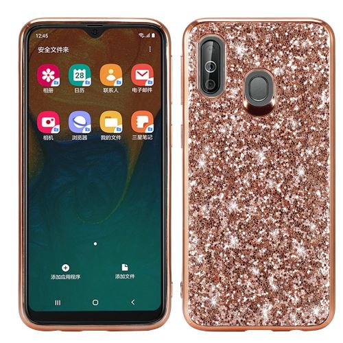Coque en TPU cadre paillettes scintillantes or rose pour votre Samsung Galaxy A40