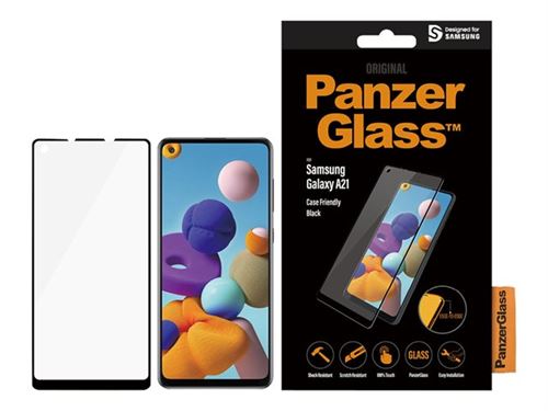 PanzerGlass Case Friendly - Protection d écran pour téléphone portable - verre - couleur de cadre noir - pour Samsung Galaxy A21