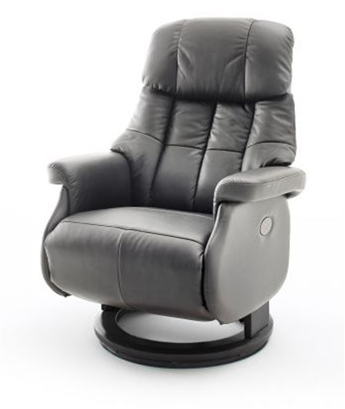 Fauteuil relax en cuir coloris gris foncé / noir - 82 x 111 x 86 cm -PEGANE-