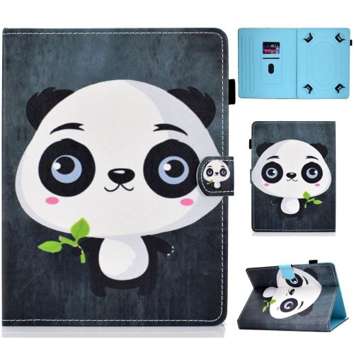 Etui en PU 10 pouces universel Panda avec support et porte-cartes pour votre Apple iPad 9.7 (2018)/Microsoft Surface Go