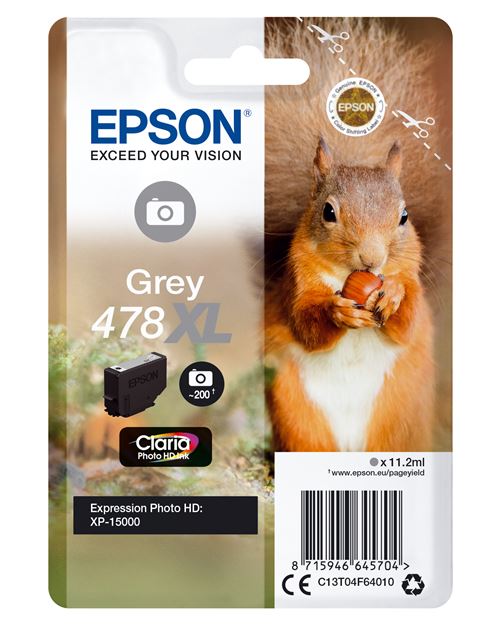 Epson 478XL - 11.2 ml - gris - original - emballage coque avec alarme radioélectrique/ acoustique - cartouche d'encre - pour Expression Photo XP-8500 Small-in-One