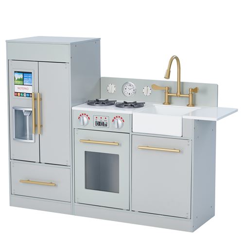 Teamson jeu de cuisine enfant en bois dinette grise fille garçon TD-12302A
