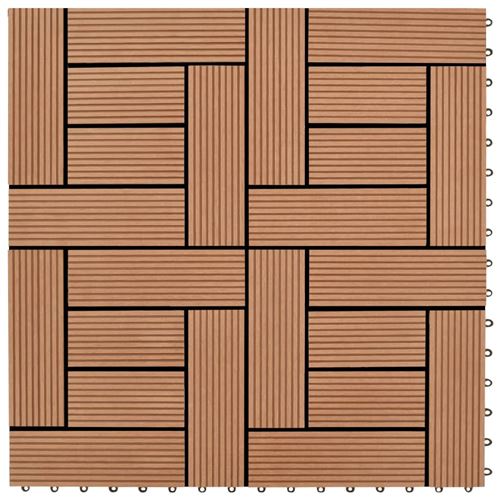vidaXL Carreaux de platelage WPC marron 11 pcs