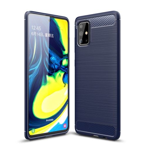 Coque Samsung Galaxy A71 Carbone Bleu Housse Etui En Silicone Gel Souple hfs-house®