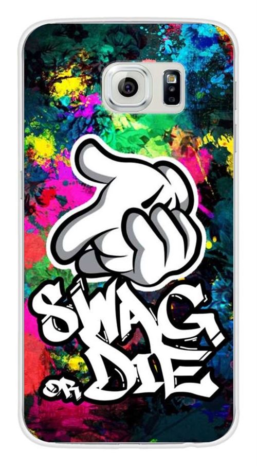 Coque en silicone imprimée compatible Samsung Galaxy S6 Swag or die