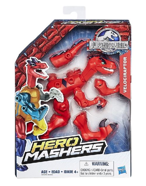 Hero mashers - figurine jurassic world velociraptor rouge - dinosaures - hasbro dino