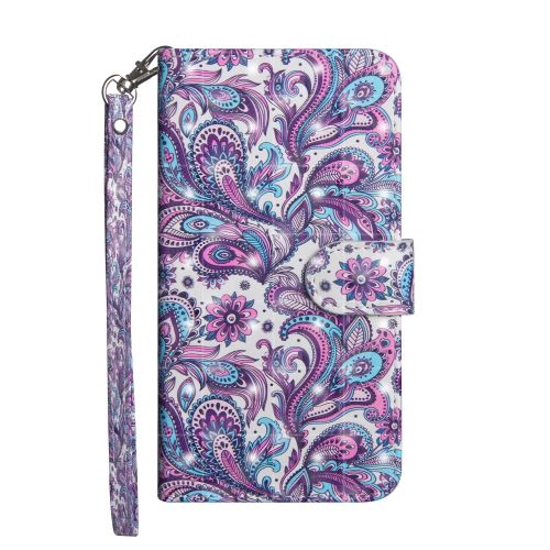 Etui en PU support de décoration par points lumineux fleurs colorisées pour votre Samsung Galaxy M20
