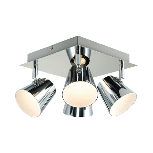 Plafonnier Torsion, chrome et acrylique, 4 ampoules
