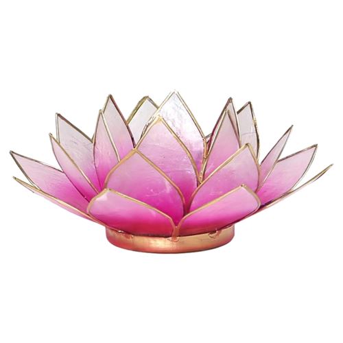 Porte Bougie Fleur de Lotus Rose foncé et or
