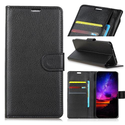 Etui en PU litchi avec support noir pour votre Huawei Nova 4