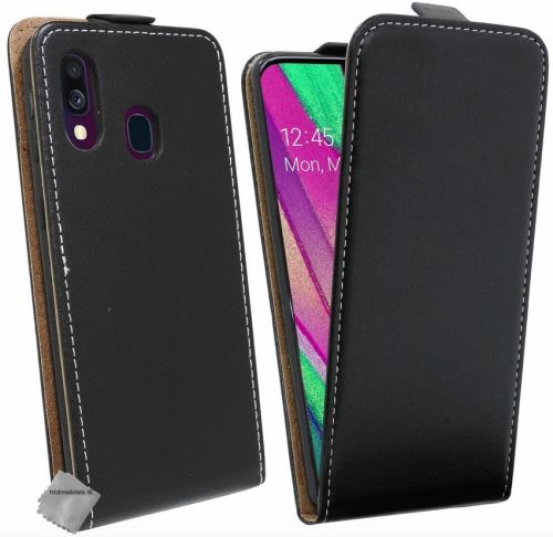 Housse etui coque pochette PU cuir fine pour Samsung Galaxy A40 avec verre trempe - NOIR