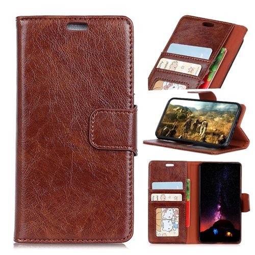 Etui en PU divisé marron pour votre Samsung Galaxy A6 (2018)