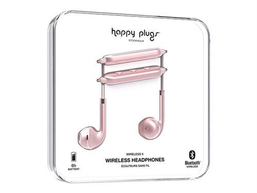 Happy Plugs Earbud Plus Wireless II - In-ear hoofdtelefoons met micro - oordopje - Bluetooth - draadloos - rozegoud