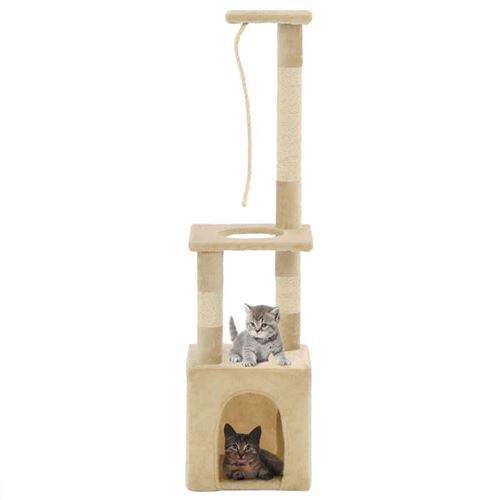 Comparer les prix de Arbre à chat griffoir grattoir niche jouet animaux peluché en sisal 109 cm beige