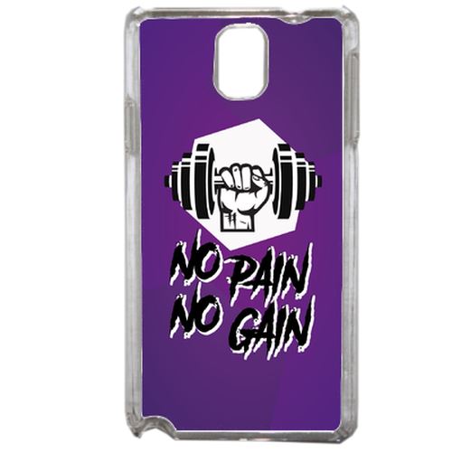 Coque No Pain No Gain Fond Mauve Compatible Samsung Galaxy Note3 Transparent
