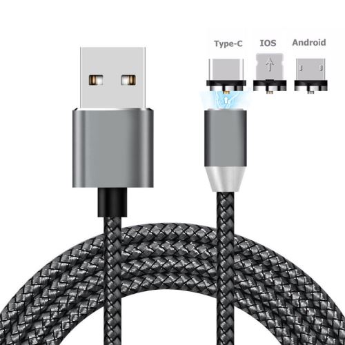 SHOP-STORY - Câble de recharge Magnétique Universel pour iPhone IOS - Type C- Android Micro USB - Noir