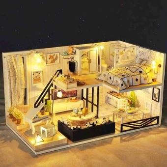 13€ sur bricolage cottage cadeau créatif maison modèle fait main M013 avec  cache-poussière gris - Maquette - Achat & prix