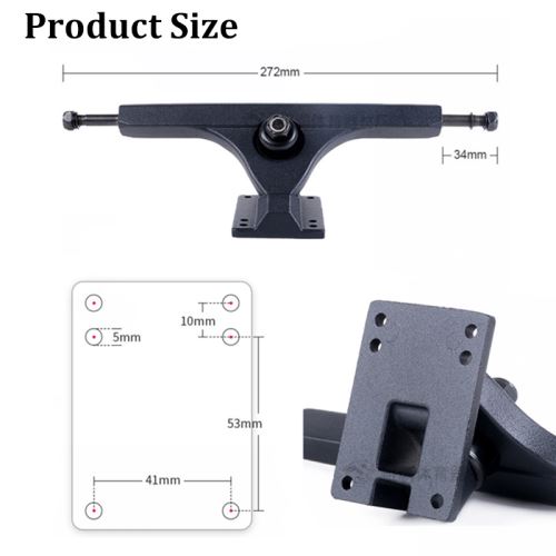1 paire de camions longboard 250 degrés 10 '' à 44 degrés électriques