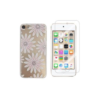 Coque Transparente Imprimée + Verre Trempé Pour IPhone 5/5S/SE - Pivoine Rose - Novago