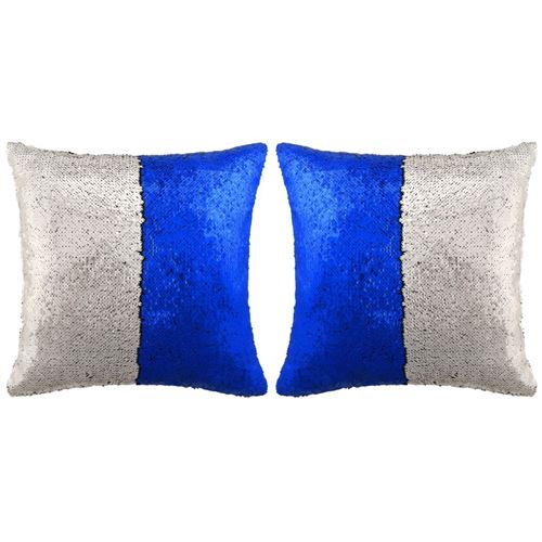 vidaXL Jeu de coussin avec paillettes 2 pcs 60 x 60 cm Bleu et argenté