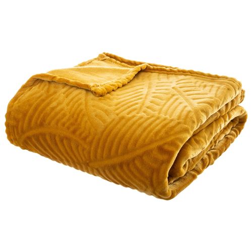 Atmosphera - Plaid design velours The colonial factory - L. 240 x l. 220 cm - Ocre - The colonial factory - Jaune