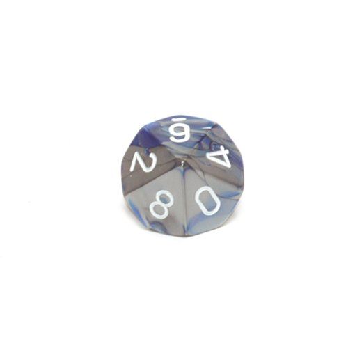 Chessex Dice Sets Gemini Blue Steel with White - Ten Sided Die d10 Set (10)