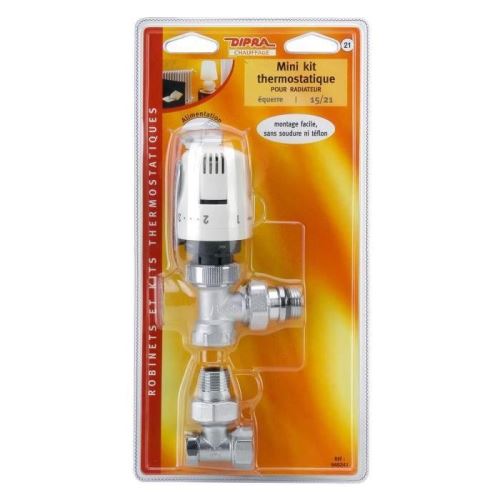 Dipra Mini Kit Thermostatique Raccord Auto Étanche Équerre - 15/21