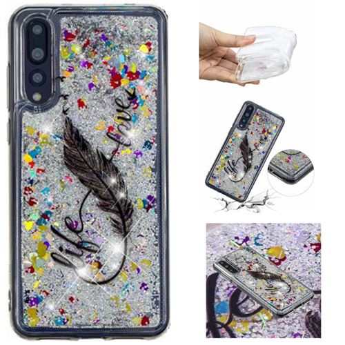 Coque en TPU sables mouvants pattern plume pour votre Huawei P20 Pro