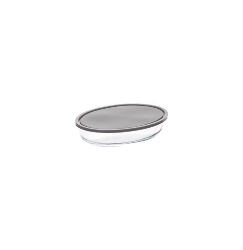 Plat ovale en verre avec couvercle - 30 x 21 cm
