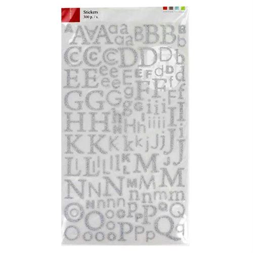 alphabet autocollant argent pailleté