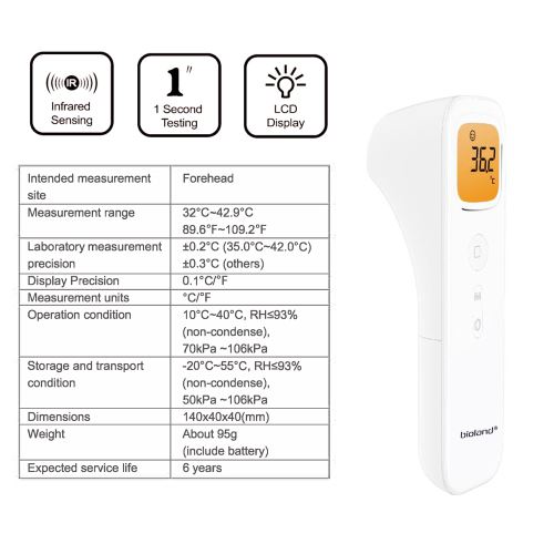Thermomètre de fièvre Thermomètre frontal infrarouge sans contact pour  bébés adultes, Thermomètre numérique 2 en 1 avec lecture immédiate, Alarme  de fièvre, Lcd Dis
