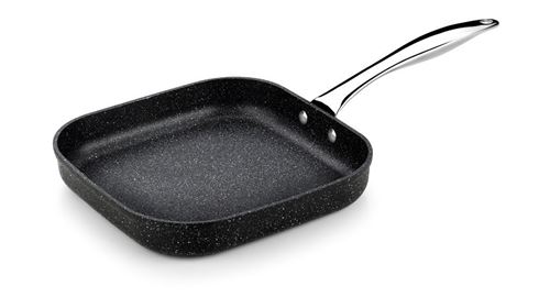 Monix Mineral – Grill Carré Lisse 24 x 24 cm Aluminium Forgé Revêtement antiadhésif, Type Pierre, sans PFOA, – Induction