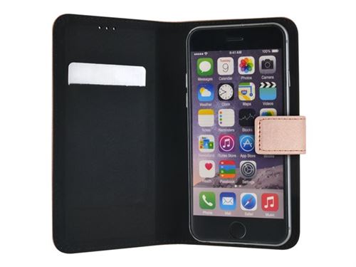 Bigben Connected Universal Folio M - Flip cover voor mobiele telefoon - glad leer - rose metallic - 5
