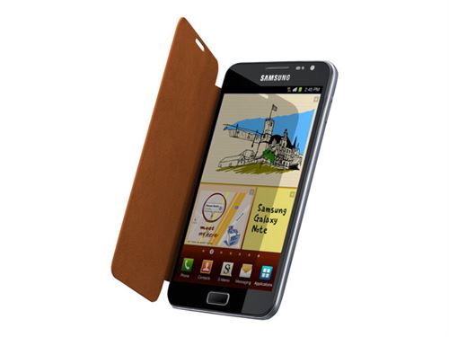 Samsung EFC-1E1COE - Coque de protection pour téléphone portable - cuir - orange - pour Galaxy Note