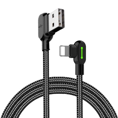 Mcdodo Câble USB à Angle Droit avec lumière LED, câble de Charge 90 degrés en Nylon tressé réversible USB Rapide de synchronisati