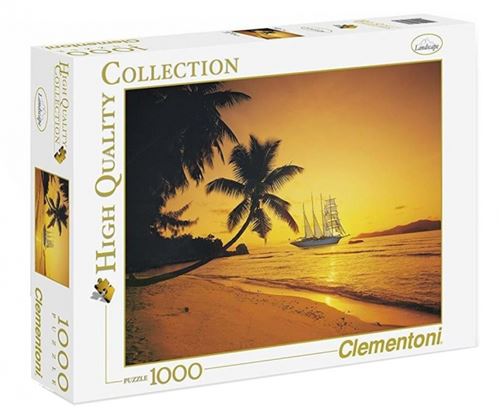 Puzzle 1000 Pièces : Coucher de soleil au Seychelles, Clementoni
