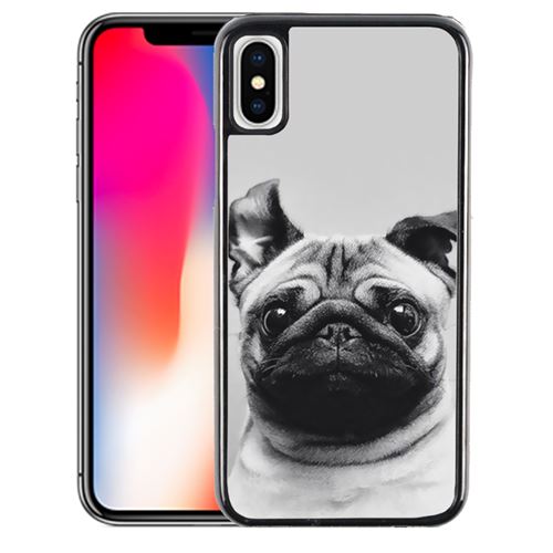 Coque pour iPhone XS chien carlin oreilles
