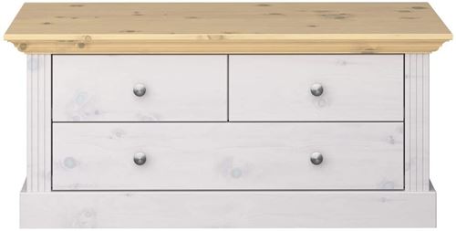 Banc en pin coloris blanc / naturel - 46 x 104 x 42 cm -PEGANE-