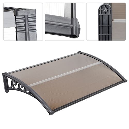 Auvent de Porte et Fenêtres Jeobest Lot de 2 DIY 150x100 cm-Marron