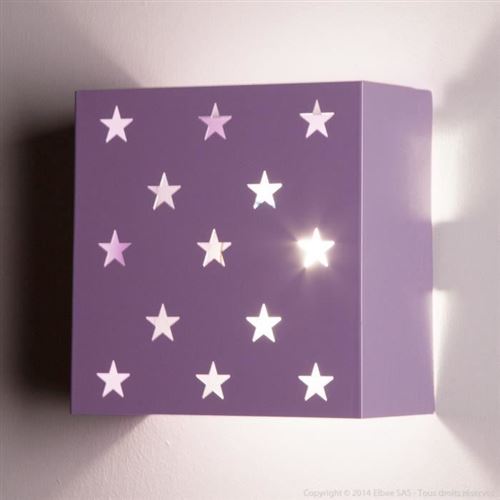 Tosel 31098 applique etoiles acier 60 w e27 mauve
