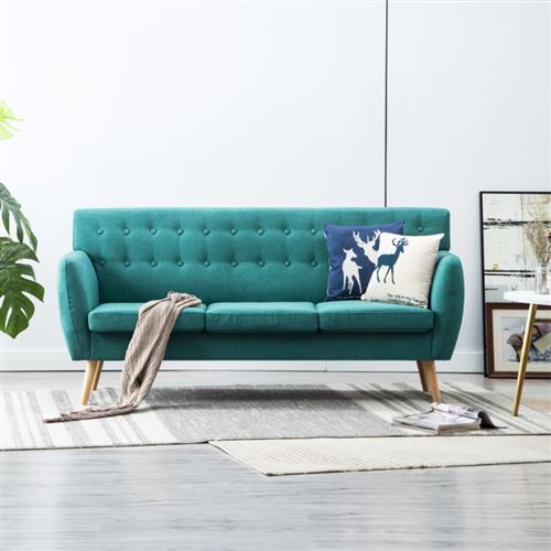 vidaXL Canap&eacute; &agrave; 3 places Rev&ecirc;tement en tissu 172x70x82 cm Vert 