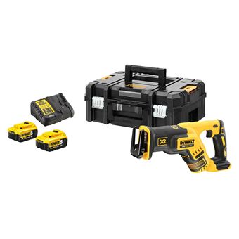Scie sabre compacte DEWALT XR - 2 batteries 18V 5.0Ah, chargeur, coffret TSTAK II - DCS367P2 - 1