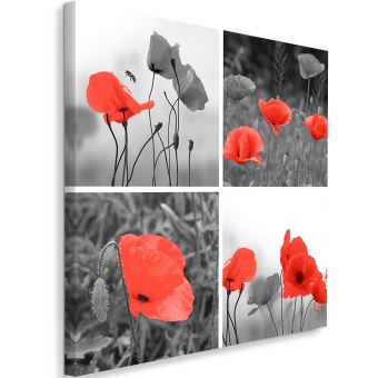 Tableau Sur Toile Decoration Murale Image Moderne Canevas Set Coquelicots Rouges 90x90 Achat Prix Fnac