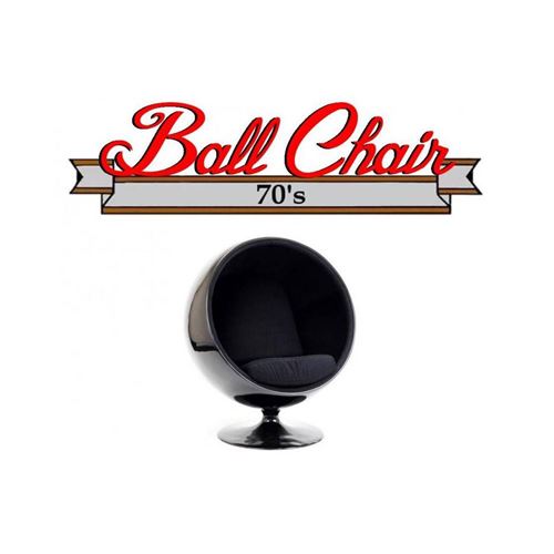 Fauteuil boule, Ball chair coque noir / intérieur feutrine noir. Design 70's.