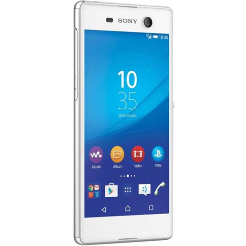 Sony XPERIA M5 - 4G smartphone - RAM 3 Go / Mémoire interne 16 Go - microSD slot - Écran LCD - 5"" - 1920 x 1080 pixels - rear camera 21,5 MP - front camera 13 MP - blanc État correct - Sony reconditionné disponible sur Fnac