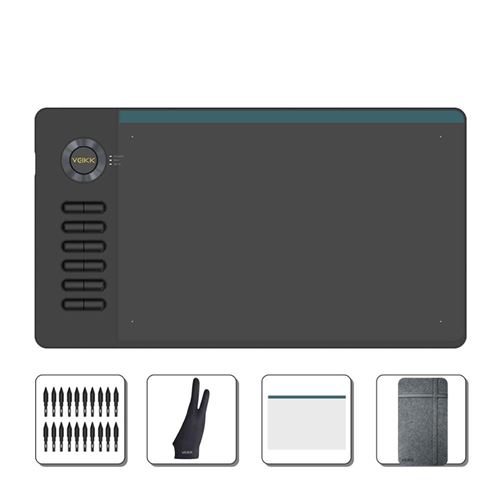 3 Pièces Tablette Graphique VEIKK-A15 Avec Stylet ,10*6 Pouces ,Compatible PC Window et Mac OS -Noir