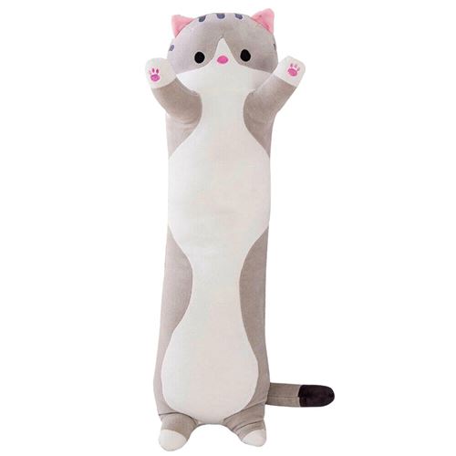 Peluche chat longue Doux 110cm E-gris
